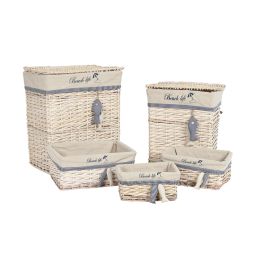 Cesta Mediterraneo DKD Home Decor Beige Azul 35 x 56 x 47 cm Set de 5 Cesta Mediterraneo DKD Home Decor Beige Azul 35 x 56 x 47 cm Set de 5