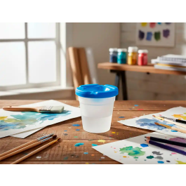 Liderpapel Vaso Limpiapinceles de Plástico 8x8,5 cm para Artistas y Manualidades, Fácil de Limpiar y Organizar Herramientas