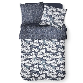 Today Juego de Ropa de Cama para 2 Personas - 260 x 240 cm - 100% Algodón - Azul Marino Estampado Floral