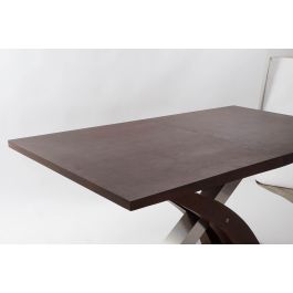DKD Home Decor Mesa Extensible Marron Oscuro Plateado Acero MDF 90 x 77 x 160 cm