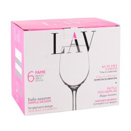 Lav Set 6 Copas Vino 300 cc, ø6x6x19 cm (4 Cajas)