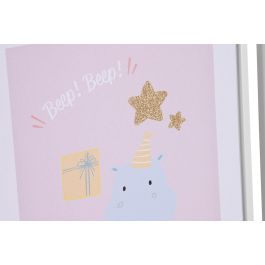 DKD Home Decor Cuadro Baby Animal Coche Lienzo PS Multicolor 2.5 x 40 x 30 cm (12 Unidades)