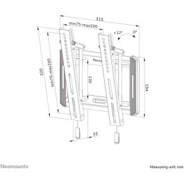 Neomounts Wl35-550Bl12 Soporte de Pared Inclinable 12º para Pantallas 24-55" hasta 45kg, VESA 75x75-200x200mm con Nivel Integrado - Negro