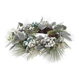 Corona Navidad Moderna DKD Home Decor Azul Verde 60 x 12 x 60 cm Corona Navidad Moderna DKD Home Decor Azul Verde 60 x 12 x 60 cm