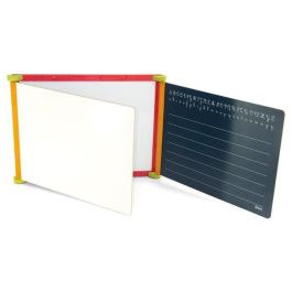 Jeujura Pizarra Tríptico de Madera 3 Caras Magnética, Tiza y Borrable en Seco con Accesorios y Estuche de Lápices para Niños 3+ Años