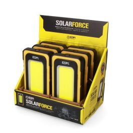 Edm Linterna Solar Force LED COB Recargable USB Panel Solar Imán Gancho 10W 750lm