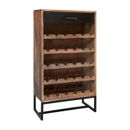 DKD Home Decor Botellero Vintage para 25 Botellas de Madera Acacia y Metal, Marrón Negro, 1 Cajón, 60x32x107 cm Precio: 223.50000024. SKU: B1HSSEHLNC