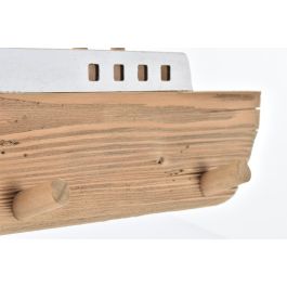 DKD Home Decor Perchero de Pared de Madera Marrón con Acabado Natural, Estilo Náutico Atlántico, Diseño de Barco, 91x8.5x20 cm
