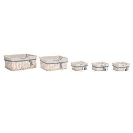 DKD Home Decor Cesta Mediterraneo Set de 5 Beige Azul Poliester y Algodon 38 x 48 x 13 cm Precio: 46.99000031. SKU: B15L2VX8A3