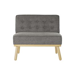 DKD Home Decor Sillón Urban Desmontable Bicolor Gris Oscuro Marrón de Lino y Abeto, Ancho 80 x Largo 66 x Alto 72 cm, Altura asiento 45 cm