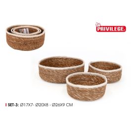 Set 3 Cestas de Mimbre Rojo Privilege - 26, 20, 17 cm (4 Cajas)