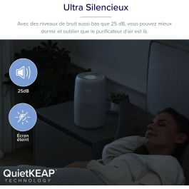 Levoit LEV1711486200708 Purificador de Aire Core Mini Pro Gris - Filtración de 3 Etapas, Sensor de Calidad del Aire, Para Habitaciones de hasta 16 m2, 7 W