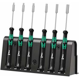 Wera 05118158001 Juego de Destornilladores de Electrónica 2069/6, 6 piezas, mango ergonómico, negro/verde