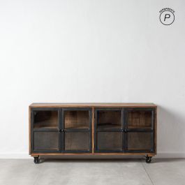 Aparador Negro-Natural Madera de Mango 160 X 35 X 71 cm