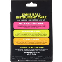 Ernie Ball Kit Mantenimiento Guitarra: Limpiador Cuerdas, Pulimento Instrumento, Acondicionador Diapasones y Gamuza Microfibra
