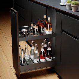 MENAGE CONFORT Modulo 400 Botellero Extraíble NOVA FLAT Acabado Antracita con Guías Ocultas, Cierre Amortiguado y Extracción Total para Cocina