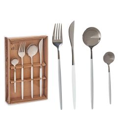 Set Cubiertos 8Pcs Plata Blanco Kinvara - Acero Inoxidable, 16x5x24.5 cm (12 Unidades) Precio: 157.49999969. SKU: S3610004