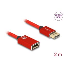 DeLOCK 81082 Cable DisplayPort 1.4 Extensión 8K 60 Hz 2 Metros Rojo Metálico - 7680x4320, DSC, HBR3