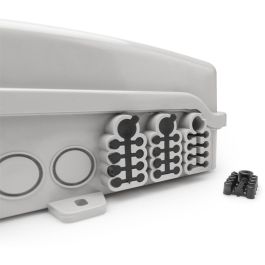 Digitus FTTH Box Außen -24 LC/Duplex oder 24 SC/Simplex, Caja de distribución para 16 cables, Gris