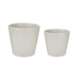 Ibergarden Set de 2 Macetas de Cerámica Cónica Gris 22 cm y 28 cm Ibergarden Set de 2 Macetas de Cerámica Cónica Gris 22 cm y 28 cm