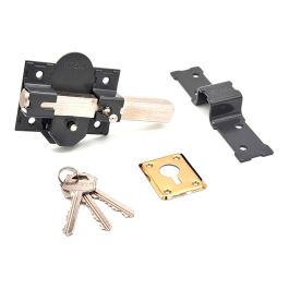 Micel CRR08 Cerrojo de Sobreponer 86B/50 mm Pintado Gris con Cilindro Boca Pera y Llaves Iguales Amaestradas