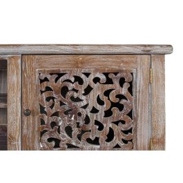 Giner y Colomer Mueble TV de Teca Blanco Lavado con Tallas Artesanales 190 cm