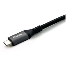 Equip Cable Prolongador USB-C 3.2 Gen2 Macho Hembra 10Gbps 4K/60HzColor Negro 0.5m Malla algodon trenzado Carcasa Conector Aluminio