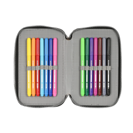 Estuche Escolar con Accesorios Safta Stone Negro 12.5 x 19.5 x 5.5 cm 36 Piezas