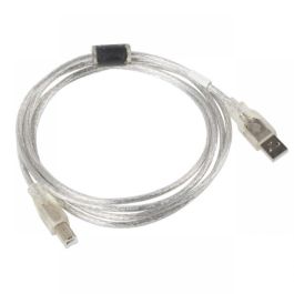 Lanberg CA-USBA-12CC-0018-TR Cable USB A a USB B Macho, USB 2.0, 1.8m, Transparente, Chapado en Oro