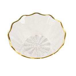 DKD Home Decor Bol Glam de Cristal Transparente y Dorado - 14.5x6x14.5 cm - Apto para Microondas y Lavavajillas (2 Unidades)