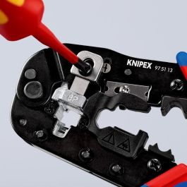 Knipex 97 51 13 Herramienta para prensar RJ-45 Crimpzange para Westernstecker, Negro/Azul/Rojo, 191mm