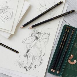 FABER-CASTELL Lápices de Grafito Pitt Matt Estuche de 6, Acabado Mate para Arte y Dibujo Gráfico
