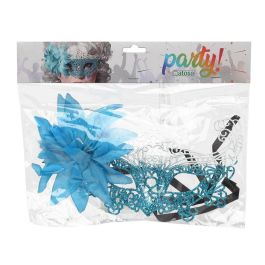 Mascara Azul Brillante Veneciano para Disfraz Elegante, Bailes de Máscaras y Eventos