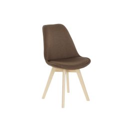 DKD Home Decor Silla de Comedor Scandi Marrón Acolchada de Poliéster 56 x 83 x 48 cm, Altura Asiento 47cm