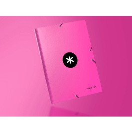 Antartik Carpeta de Gomas Tres Solapas Cartón Forrado A4 Rosa
