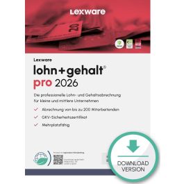 Lexware Lohn+Gehalt Pro 2026 - Software de Nóminas y Salarios - Descarga Digital ESD de 1 Año para 1 Dispositivo Precio: 1044.7900001. SKU: B14ZSXNCL9