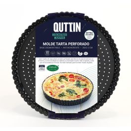 Quttin Molde para Tarta Desmontable Perforado de 28 cm de Diámetro y 3 cm de Alto, Base de 0.7 mm (12 Unidades)