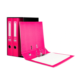 Liderpapel Módulo Archivador 3 Archivadores Folio 2 Anillas Mecanismo Palanca 52mm Rosa