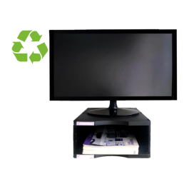 Archivo 2000 Soporte para Monitor Poliester 100% Reciclado Compartimento A4 y Folio Negro 360x300x145 mm