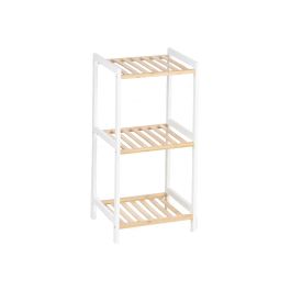 Berilo Estantería Cuadrada de Bambú y Madera con 3 Estantes, Color Blanco/Natural, 35.2x70x30.2 cm