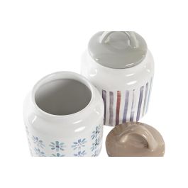 DKD Home Decor Bote Gres Azul Celeste Gris 11 x 16 x 11 cm (4 Unidades)