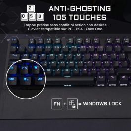 THE G-LAB Gaming Teclado mecánico retroiluminado de carbono - Switch Blues - Reposamanos - FR