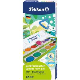 Pelikan K12 Caja de Acuarelas, 12 colores, incluye blanco opaco