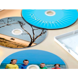 Q-connect kf01579 Etiquetas Adhesivas para CD-ROM, Fotocopiadora, Láser, Ink-jet - Caja con 50 etiquetas