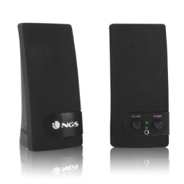 NGS SB150 Altavoces 2.0 Multimedia Portátiles con Amplificador, 4W RMS y Protección Magnética, Color Negro