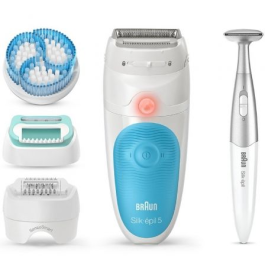 Braun Depiladora Eléctrica Silk-épil 5 Serie 5-815 con Batería, Resistente al Agua, Incluye 5 Accesorios, Perfiladora Bikini y Cabezal de Afeitar