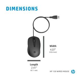 HP Mouse 150 Wired Mouse Preciso y Cómodo para Productividad Diaria