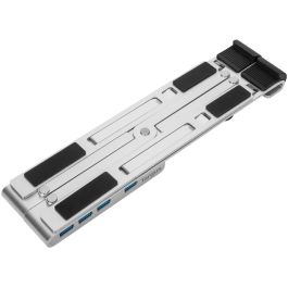 Targus AWU100205GL Soporte Portátil de Aluminio Plegable, Ajustable en Altura, USB-C 100W PD para 10-15.6" Plata