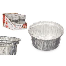 Kinvara Set 10 Moldes de Flan Redondos de Aluminio para Horno, 8.5x8.5x8 cm - Plata (24 Unidades)