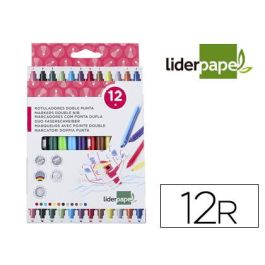 Rotulador Liderpapel Duo Doble Punta Fina Y Gruesa Caja De 12 Unidades Colores Surtidos